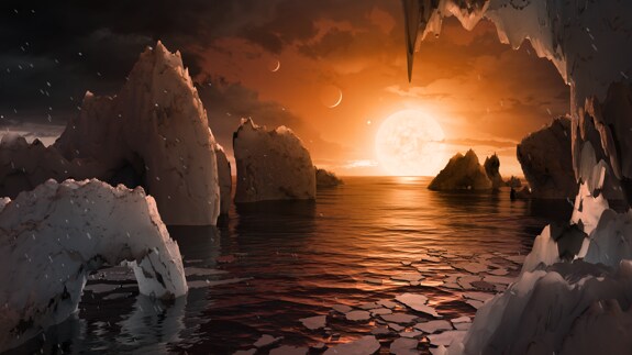 Ilustración del exoplaneta TRAPPIST-1f.