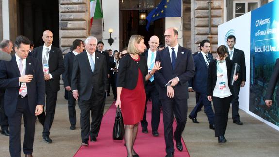 Los ministros de Relaciones Exteriores de los países del G7 en Lucca (Italia).