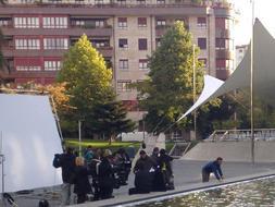 Un momento del rodaje, esta mañana en Benta Berri. /A. Munguía