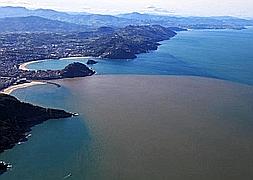 Vista aérea del río Urumea tras el temporal de lluvia