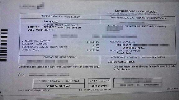Recibo bancario que ha circulado por internet