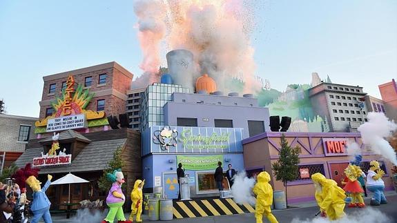 Inauguración del nuevo parque temático que reproduce en Los Ángeles el Springfield de 'The Simpsons' a tamaño real