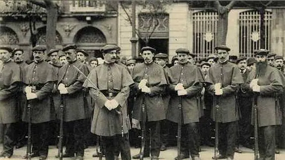 Un grupo de Mikeletes a primeros del siglo XX.