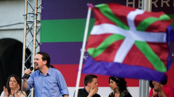 Pablo Iglesias en el mitin de Vitoria.