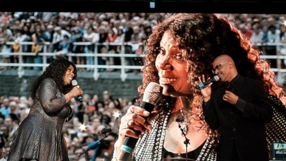 Gloria Gaynor en rueda de prensa en el 51. Heineken Jazzaldia de Donostia. 