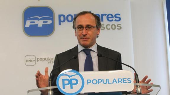 Alfonso Alonso el día de la presentación de su candidatura a lehendakari por el PP vasco. 