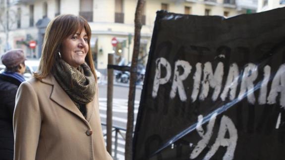 La secretaria general del PSE-EE, Idoia Mendia, a su llegada al Comité Federal del PSOE.