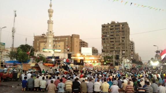 Acampada de protesta de los Hermanos Musulmanes en El Cairo en julio 2017