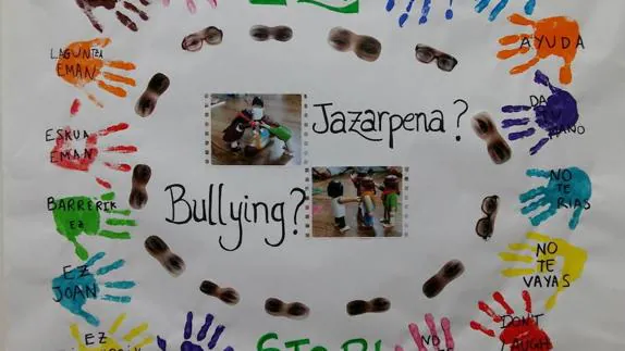 Cartel del colegio Axular Lizeoa de Donostia contra el bullying. 