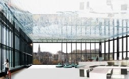 Interior del prisma que acogerá la cafetería.