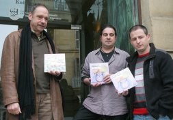 Pello Añorga, Ander Hormazuri eta Josu Waliño, atzo. /AYGÜES