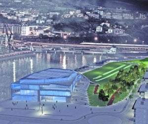 Recreación nocturna de la lonja.