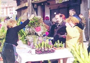 Mercado. Uno de los muchos puestos, en los que se venden productos ecológicos y flores. ::                             UNANUE