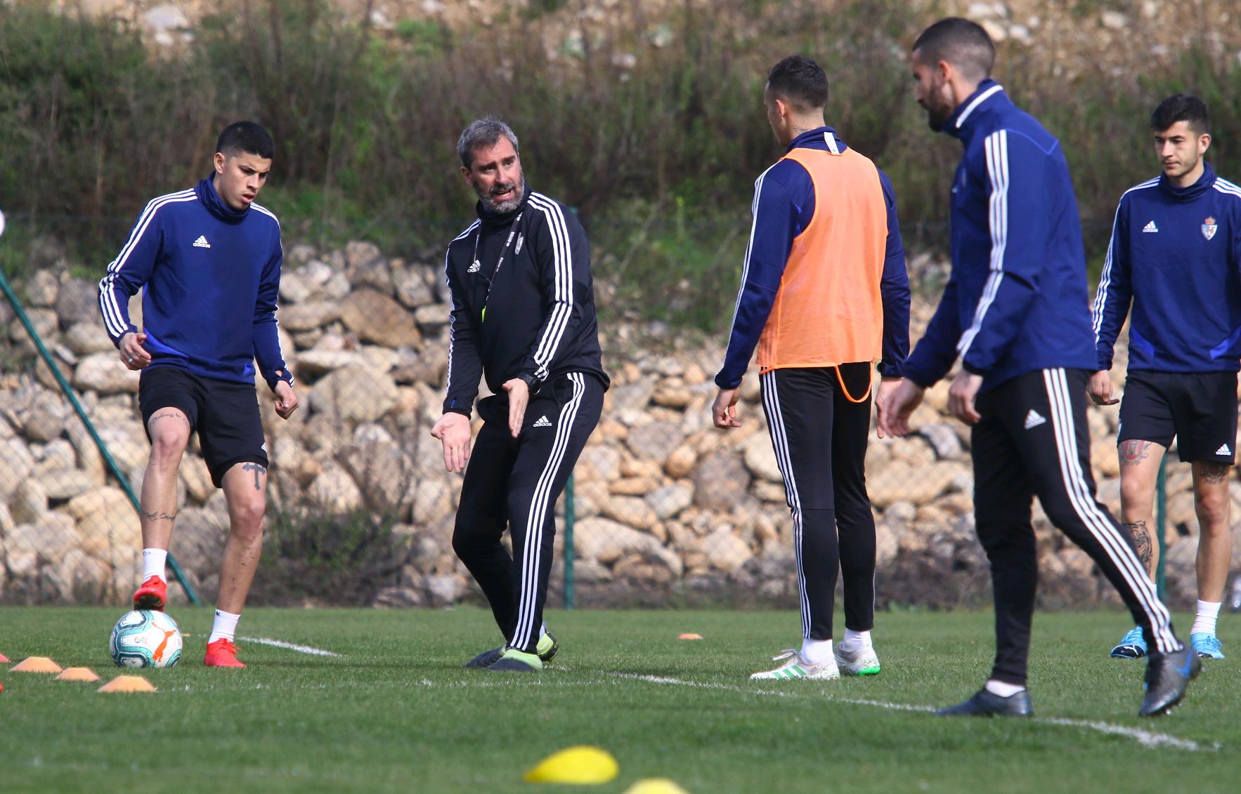 Bolo, durante un entrenamiento de la SD Ponferradina.
