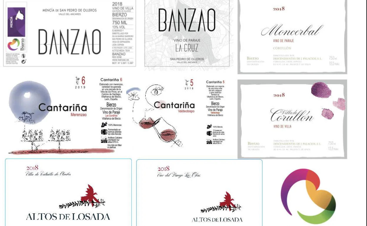 Etiquetas de los primeros vinos de Villa y de Paraje de la DO Bierzo.