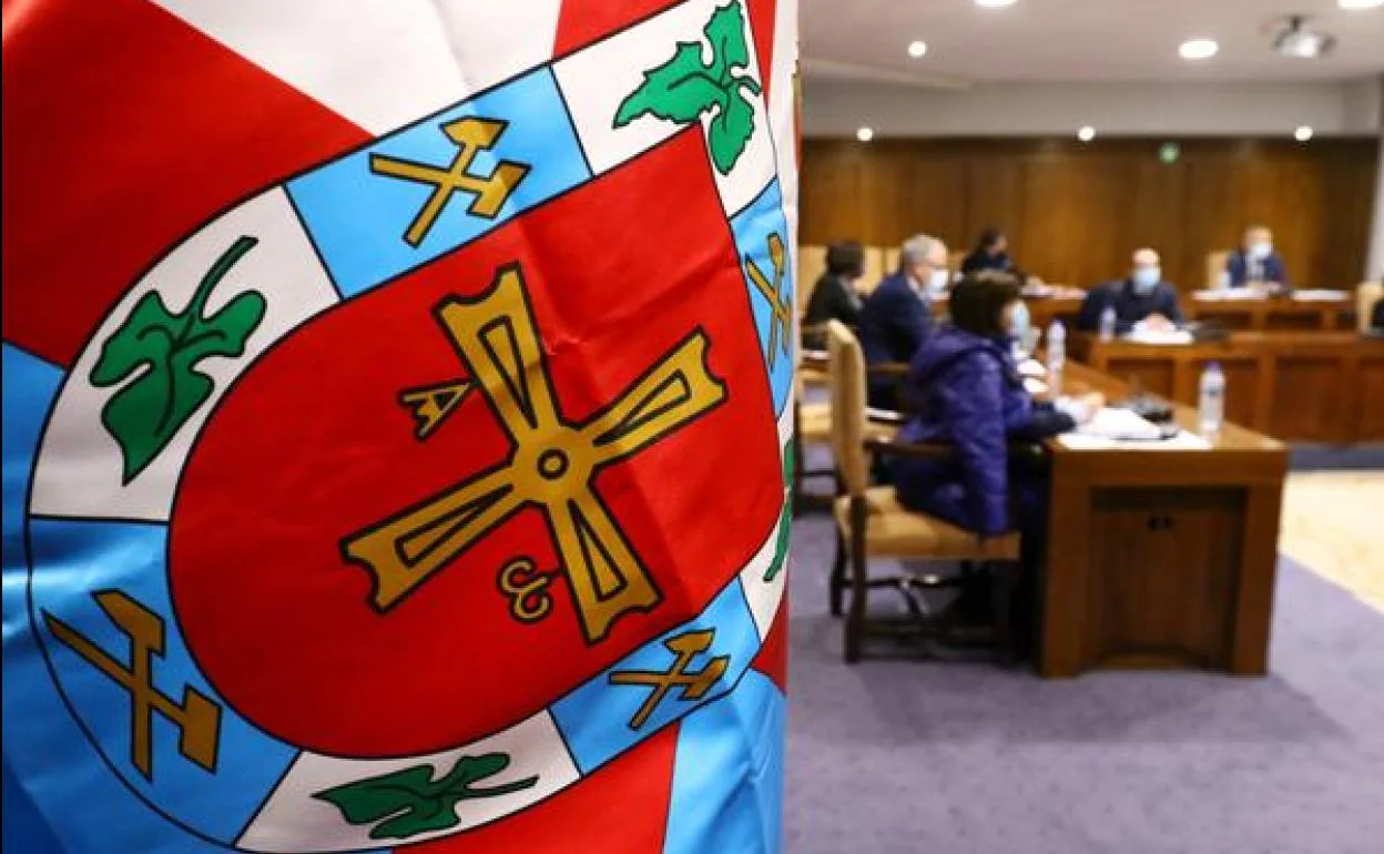 Bandera del Bierzo en el salón de plenos del Ayuntamiento de Ponferrada.