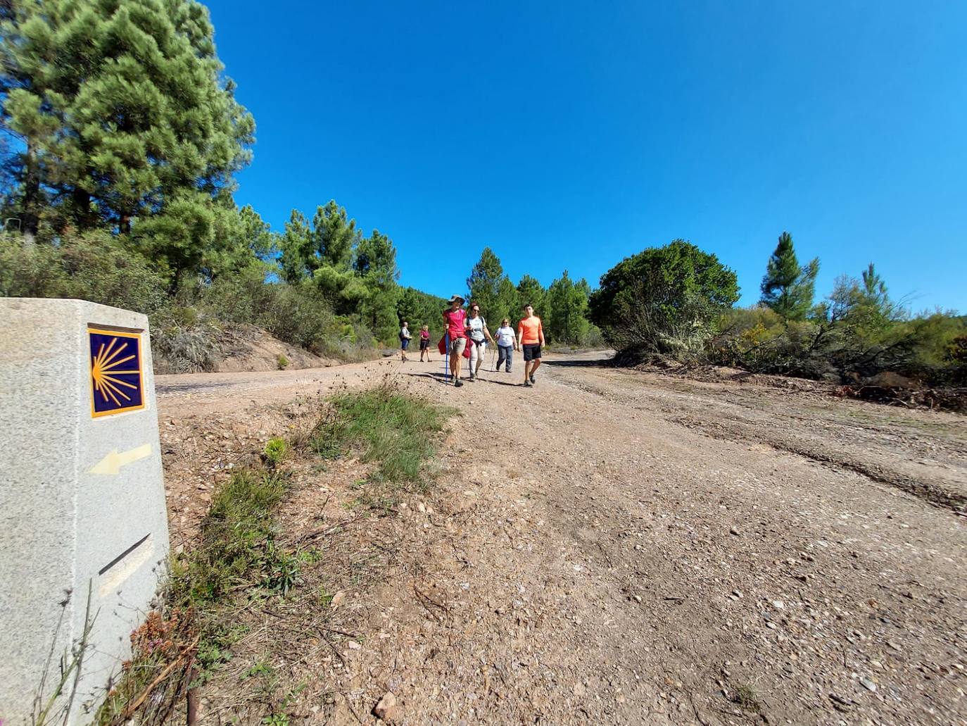 Participantes en la primera marcha promocional del Camino de Invierno.