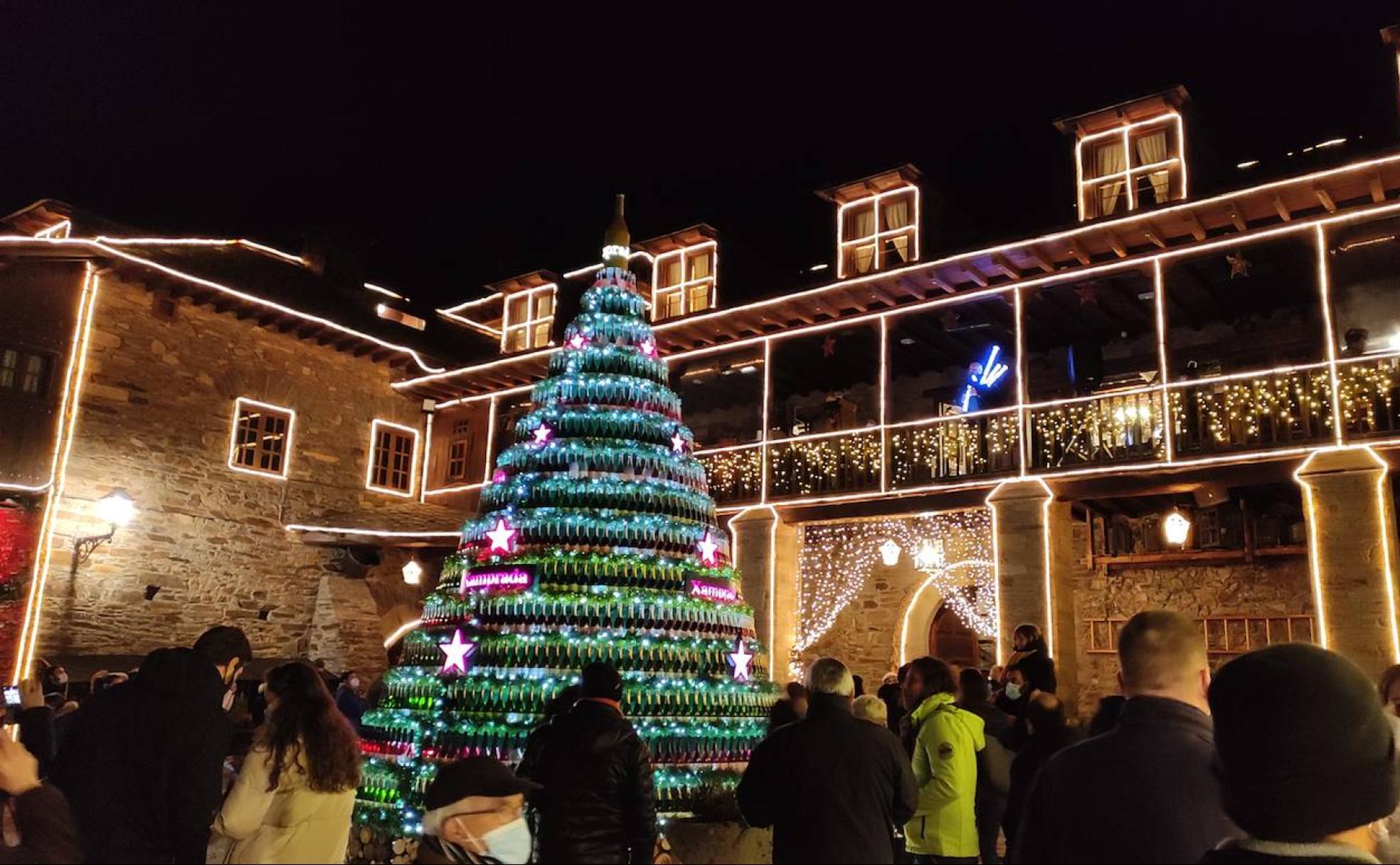 Encendido de la iluminación navideña en el Palacio de Canedo.