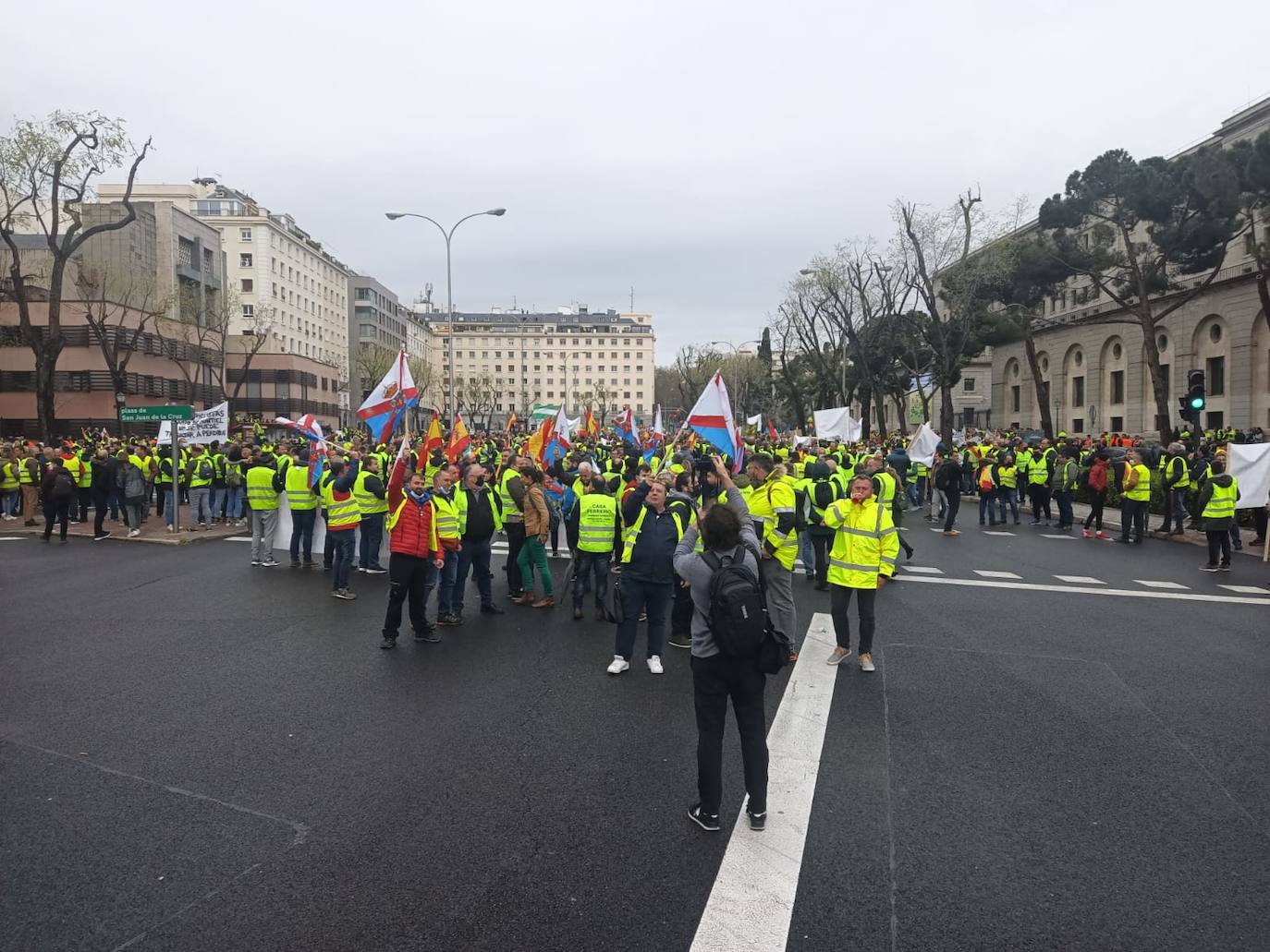 Los transportistas bercianos participaron en la manifestación de este viernes en Madrid.