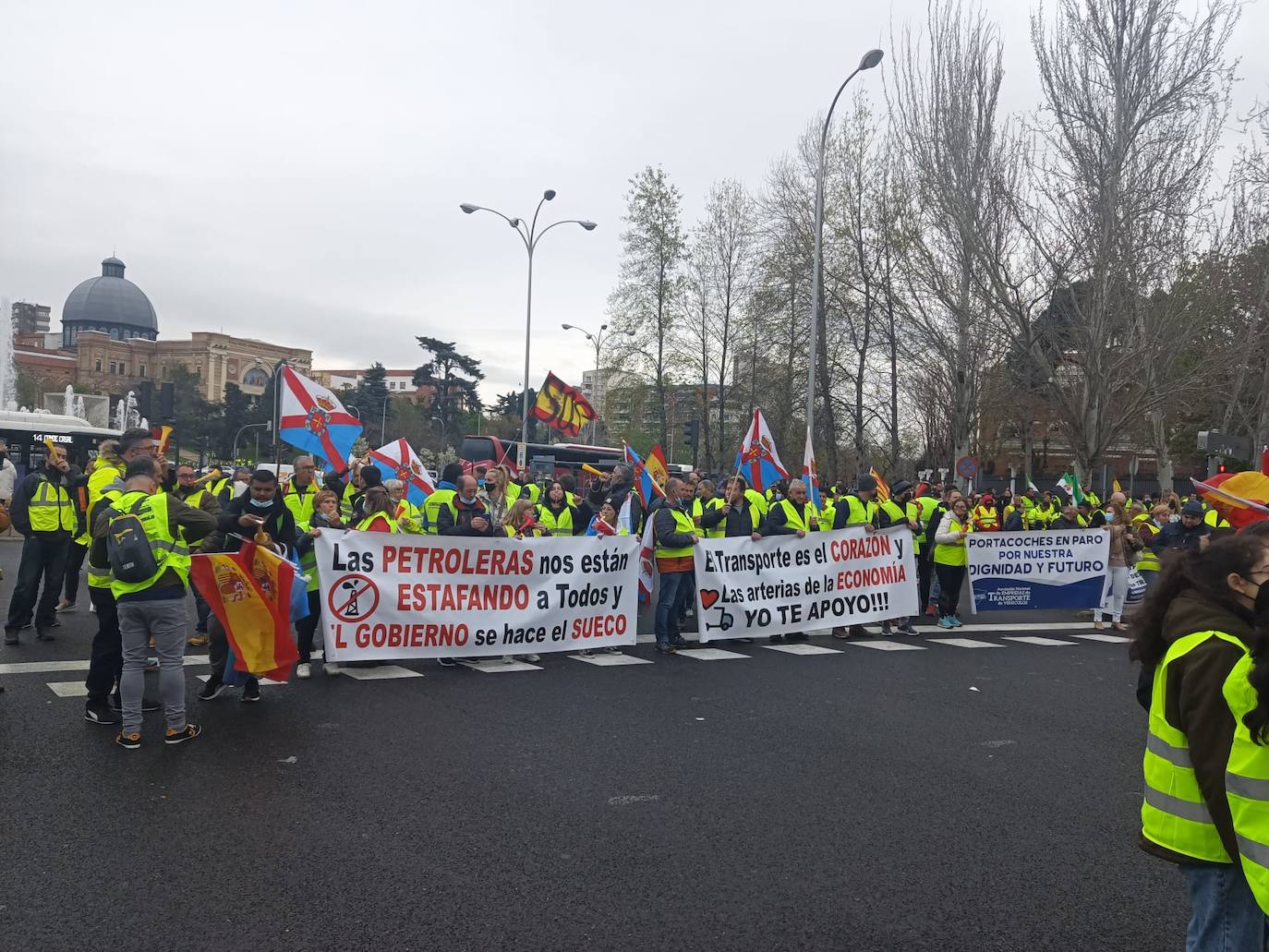 Los transportistas bercianos participaron en la manifestación de este viernes en Madrid.