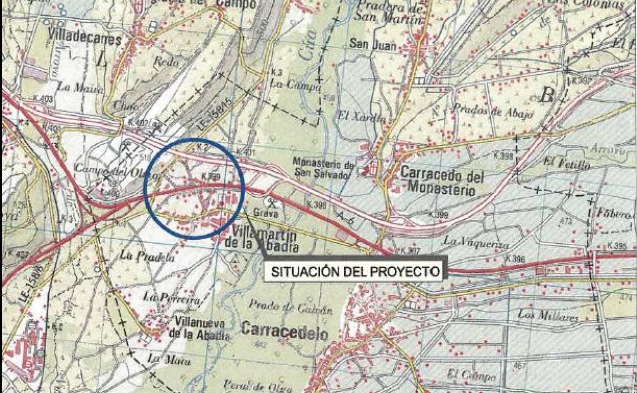 En el círculo, lugar en el que tendrá lugar la obra.