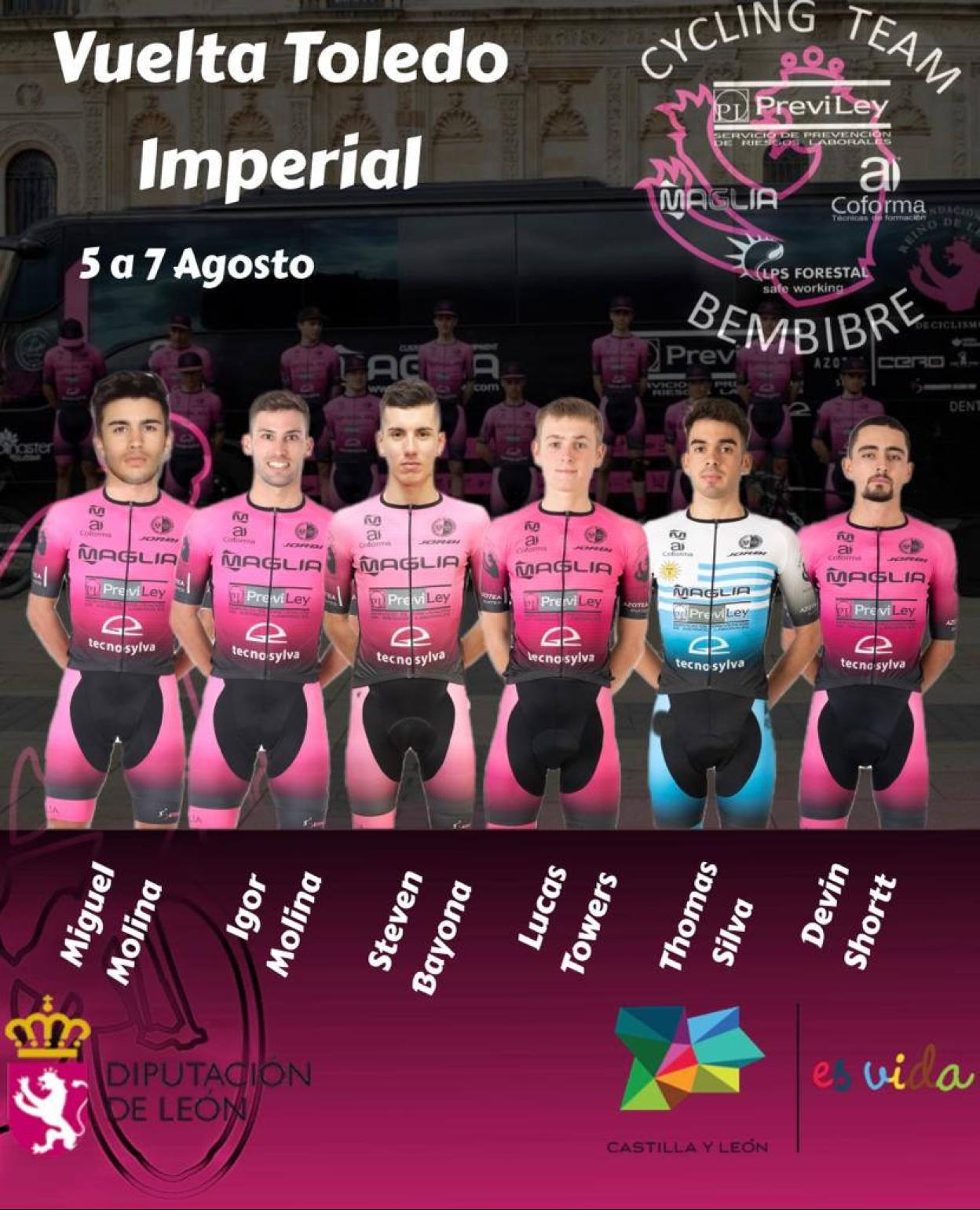 Imagen del equipo el Previley Maglia Coforma Bembibre para la CVuelta a Toledo.