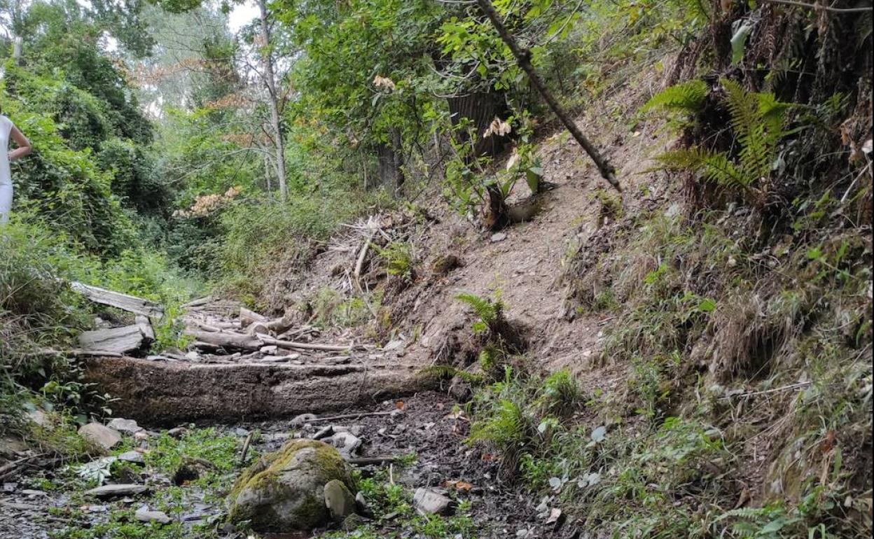 Imagen del estado actual del arroyo donde se ubica la traída de agua de Valdecañada.