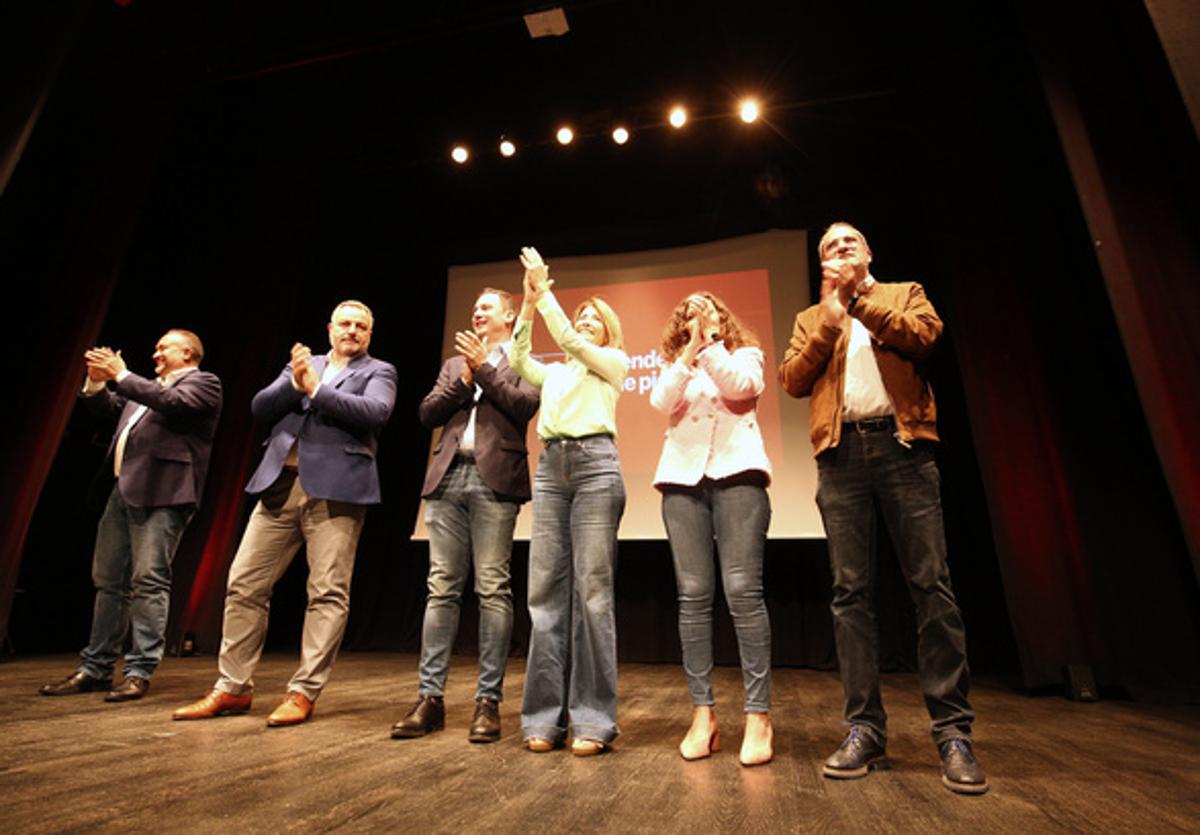 La ministra de Transportes, Movilidad y Agenda Urbana, Raquel Sánchez, durante la presentación en Bembibre, de las candidaturas del PSOE del Bierzo y Laciana.