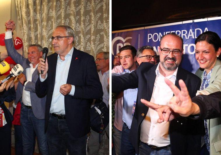 Olegario Ramón y Marco Morala celebran los resultados electorales.