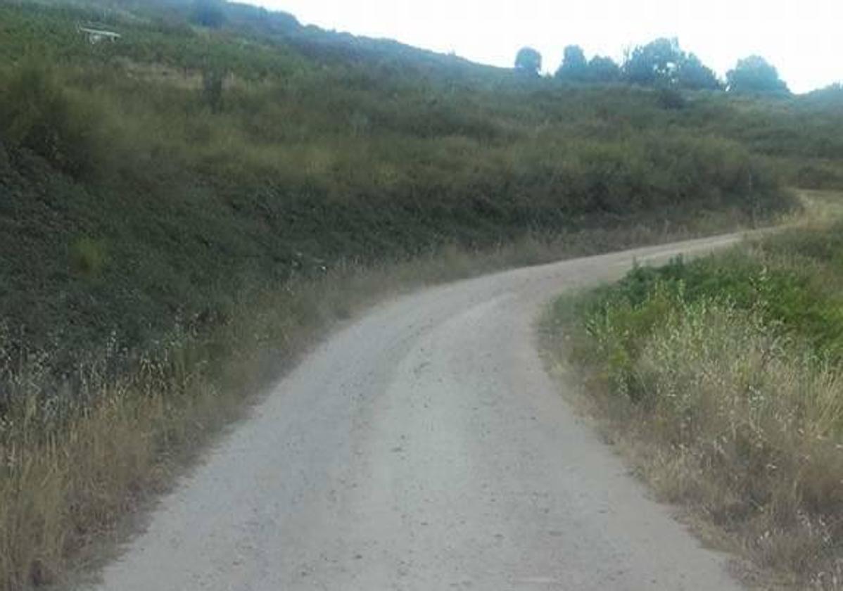 Camino de tierra de acceso a Prado de Somoza desde San Pedro de Olleros.