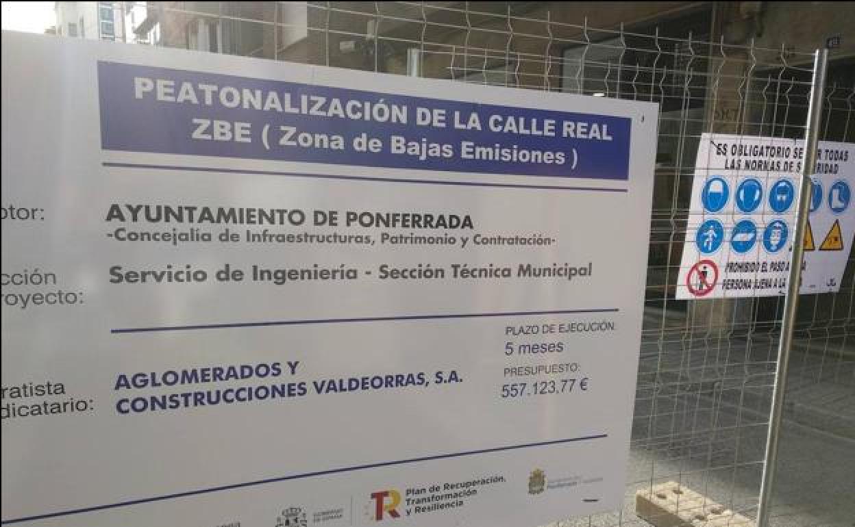 Obras para la Zona de Bajas Emisiones en Ponferrada.