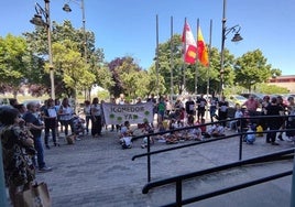 Imagen de la protesta del Ampa del colegio de La Placa frente a la sede de la Junta en Ponferrada.