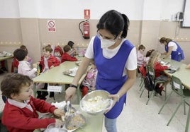 Comedor escolar en una escuela de Edcación Infantil.