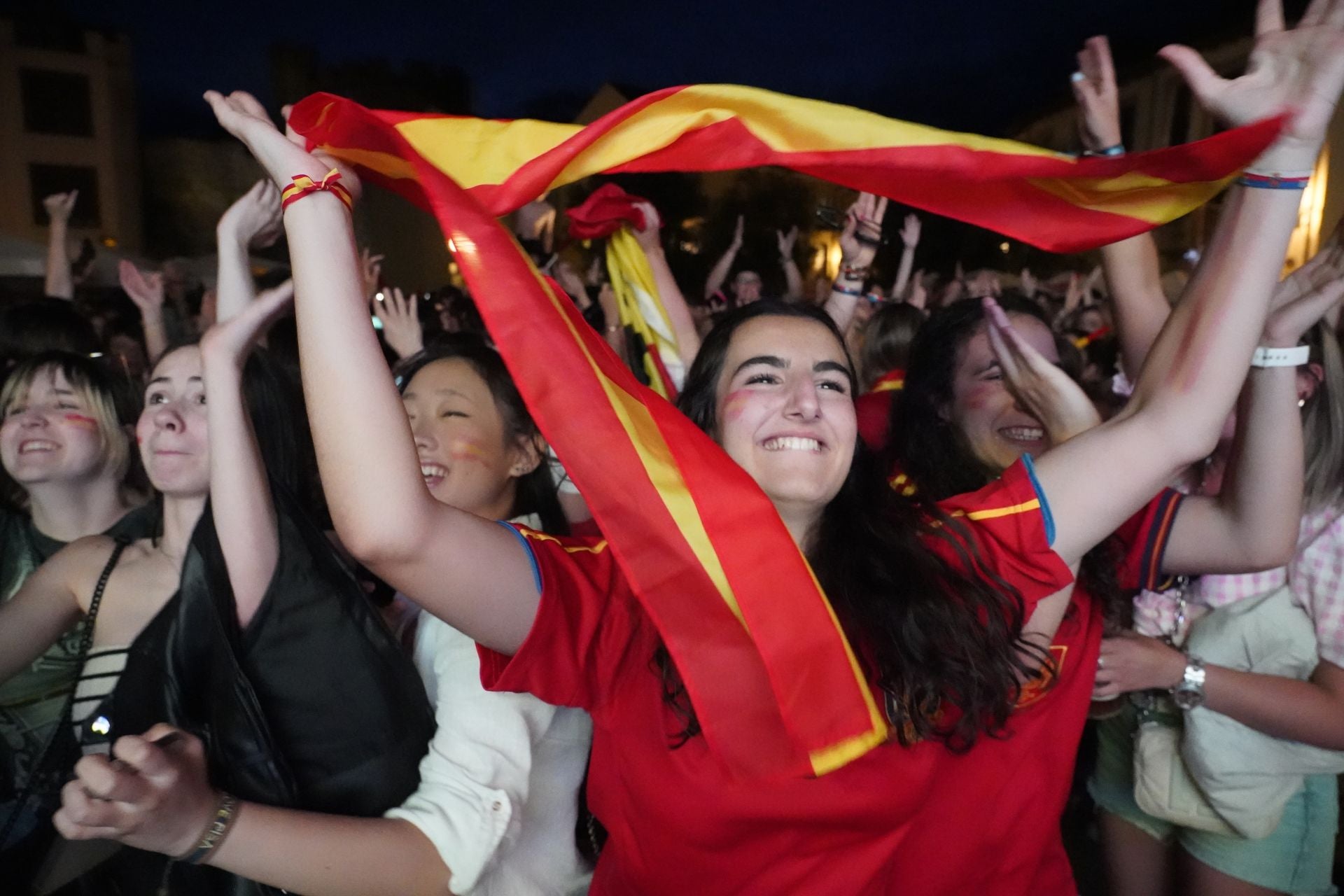 Ponferrada celebra la victoria de España en la Eurocopa.