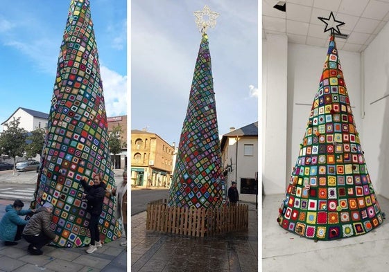 Árboles de Navidad realizados en crochet en Fabero y Lillo del Bierzo.