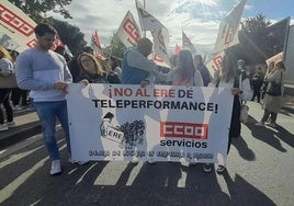 Imagen de archivo de una protesta por el anterior ERE planteado por Teleperformance en Ponferrada.