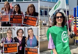 Trabajadoras de Teleperformance en la protesta de este viernes.
