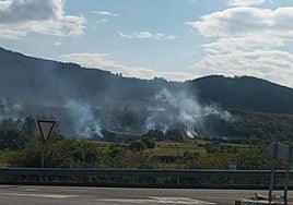 Imagen del incendio declarado este jueves, 4 de septiembre, en el término municipal de Berlanga del Bierzo.