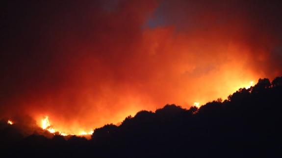 Incendio entre los municipios bercianos de Trabadelo y Barjas. 