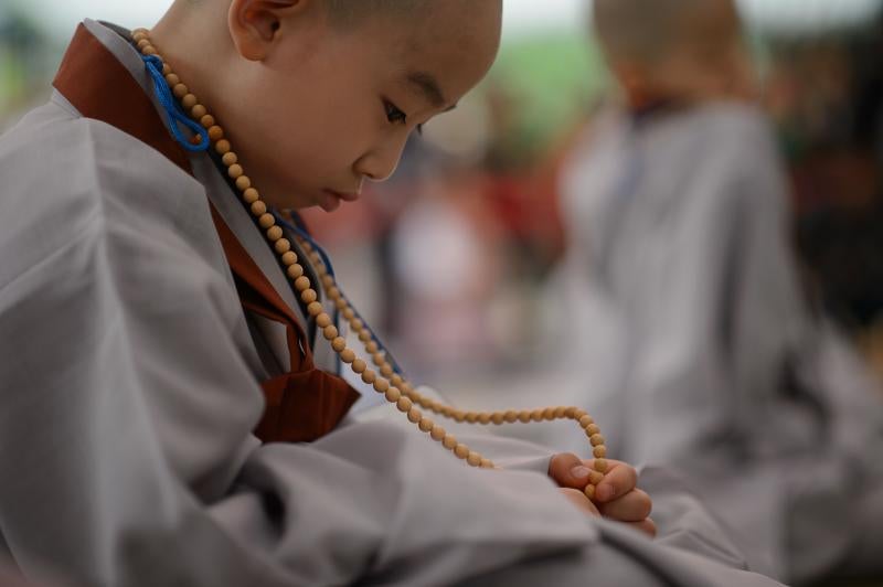 Pequeños monjes budistas durante dos semanas