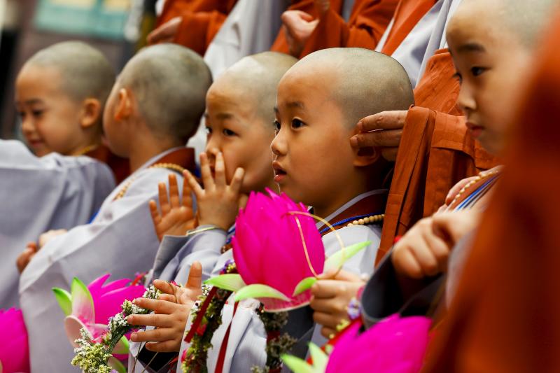 Pequeños monjes budistas durante dos semanas