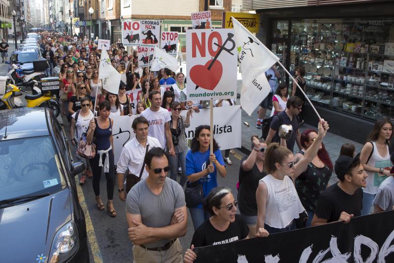 Manifestación antitaurina por las calles de Gijón