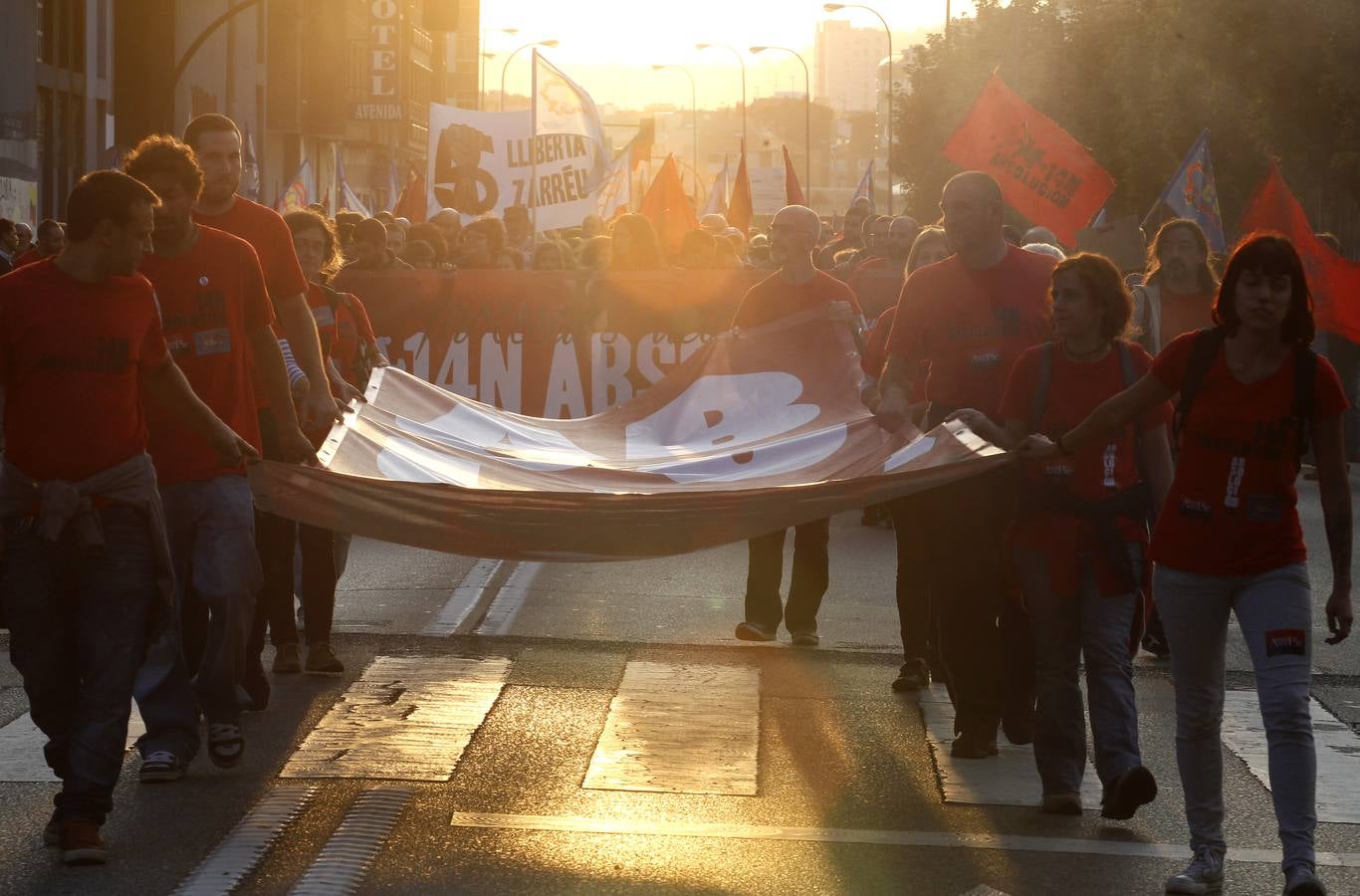 Manifestación para apoyar a los sindicalistas detenidos en la huelga de 2013