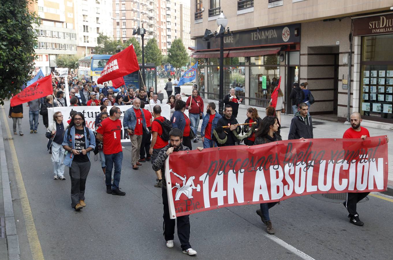 Manifestación para apoyar a los sindicalistas detenidos en la huelga de 2013