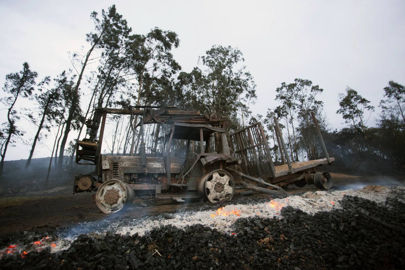 Los daños del fuego en Asturias