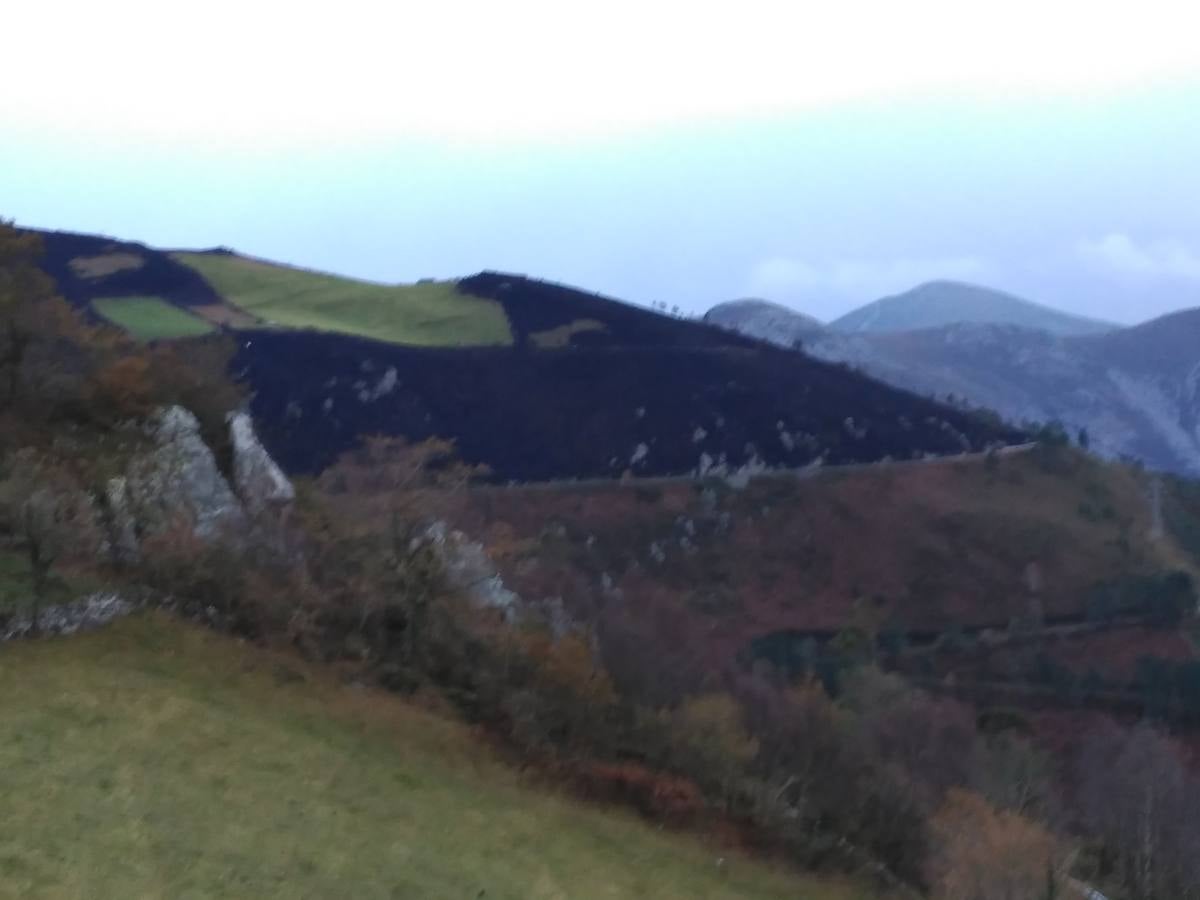 Los daños del fuego en Asturias