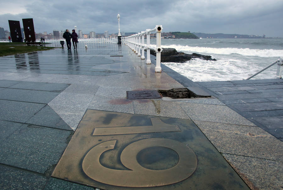 Gijón, afectada por el temporal