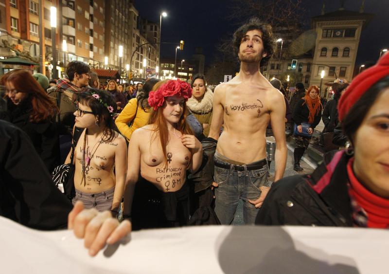 Manifestación en Gijón por el Día Internacional de la Mujer.