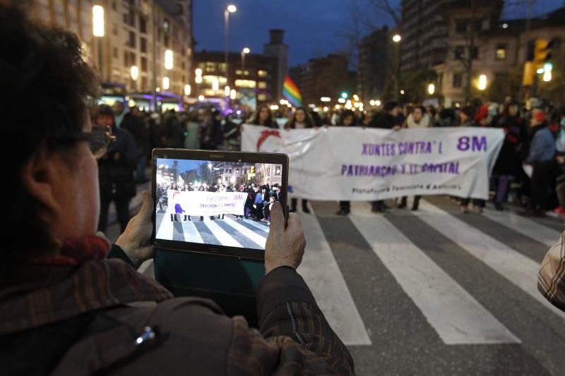 Manifestación en Gijón por el Día Internacional de la Mujer.