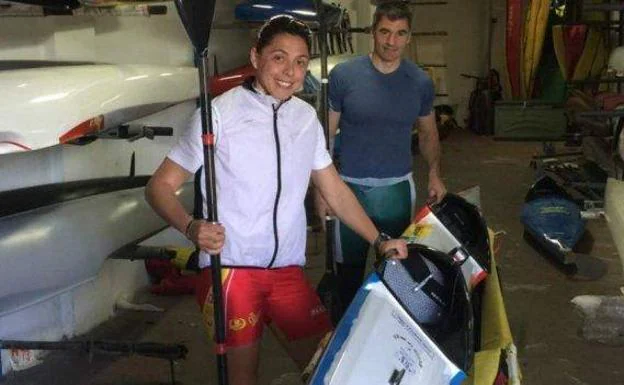 Beatriz Manchón y Manuel Busto, antes de un entrenamiento en Trasona.